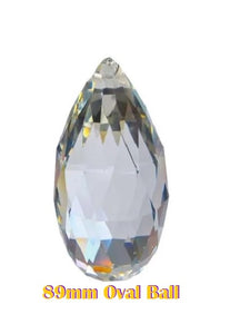 Clear Glass Faceted Oval Ball Chandelier Crystals 89mm Prism - ChandelierDesign